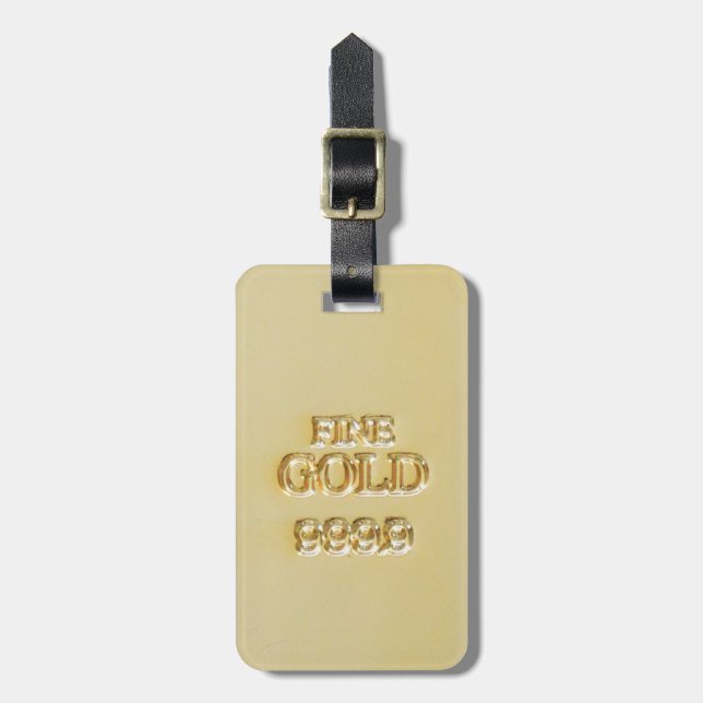 Étiquette À Bagage 24 Karat Gold Bullion Bar (Devant Vertical)