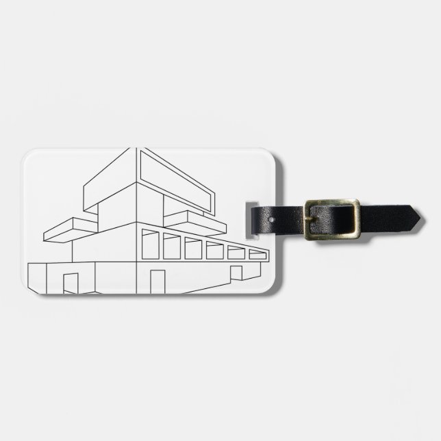 Étiquette À Bagage 2D dessin de perspective d'une maison (Devant horizontal)