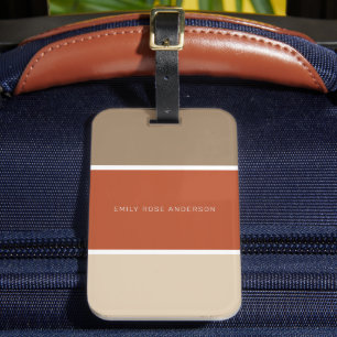 Étiquette À Bagage 3 Couleur Bloc Brown Terracotta Beige