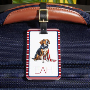 Étiquette À Bagage 4 juillet Monogramme de chien de chien de chien de