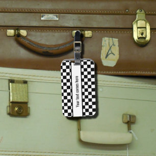 Étiquette À Bagage À damiers noir et blanc