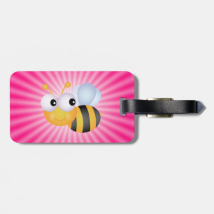 Étiquette À Bagage Abeille mignonne ; rose