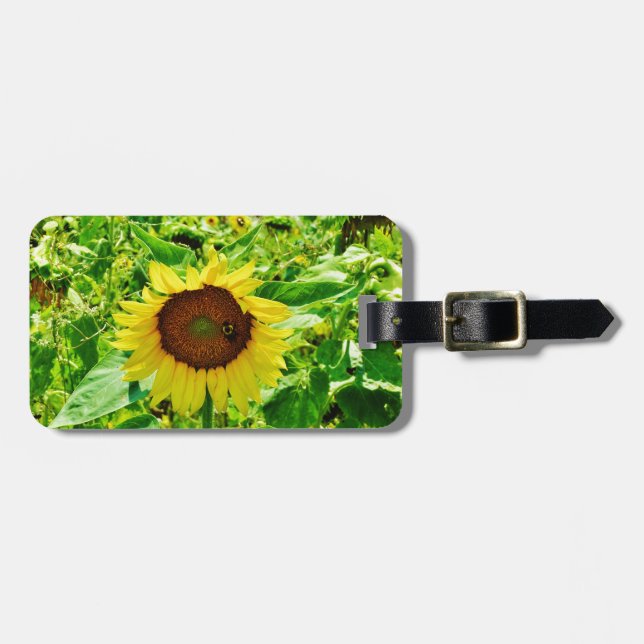 Étiquette À Bagage Abeille sur tournesol jaune (Devant horizontal)