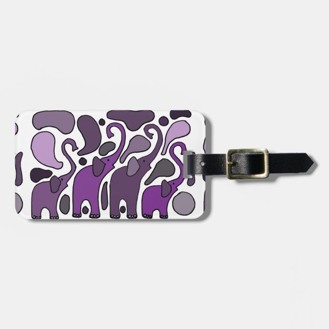 Étiquette À Bagage Abrégé sur pourpre art d'éléphant (Devant horizontal)