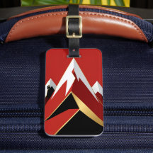 Abstract Mountain Range Red Black Gold