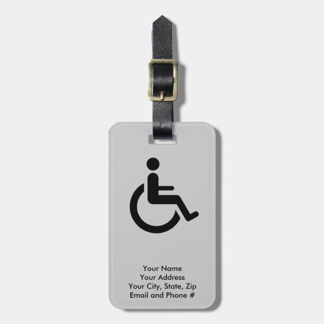 Étiquette À Bagage Accès de fauteuil roulant - symbole de chaise (Devant Vertical)