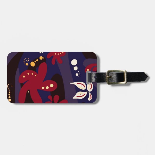 Étiquette À Bagage Accessoires Motifs tendance, violet noir abstrait (Devant horizontal)