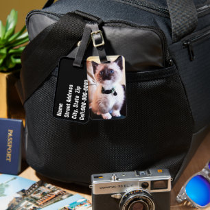 Étiquette À Bagage Adorable bleu teint Masqué Kitten photo