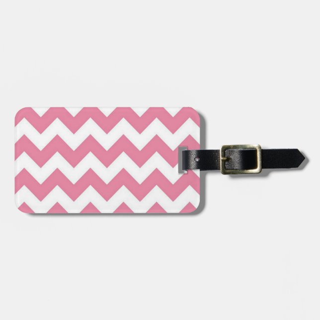 Étiquette À Bagage Adulte, Chevron rose, étiquette de bagage avec le (Devant horizontal)
