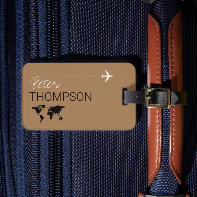 Étiquette À Bagage Aero Travel personnalisé et élégant, brun clair (Insitu Rectoal 4)