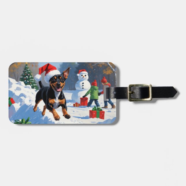 Étiquette À Bagage Affenpinscher Festive de Noël Scène de neige (Devant horizontal)