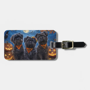 Étiquette À Bagage Affenpinscher Halloween Éffrayant