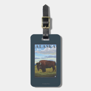 Étiquette À Bagage Affiche de Vintage voyage de scène de bison