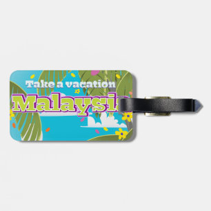 Étiquette À Bagage Affiche de voyage de dessin animé de Malaisie.