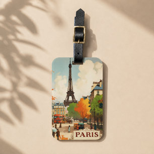 Étiquette À Bagage Affiche de voyage vintage de la Tour Eiffel de Par