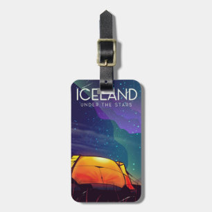 Étiquette À Bagage Affiche de voyage vintage 'Islande sous les étoile