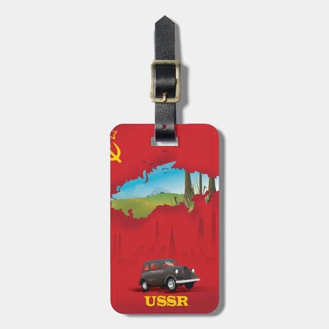 Étiquette À Bagage affiche illustrée de l'URSS (Devant Vertical)