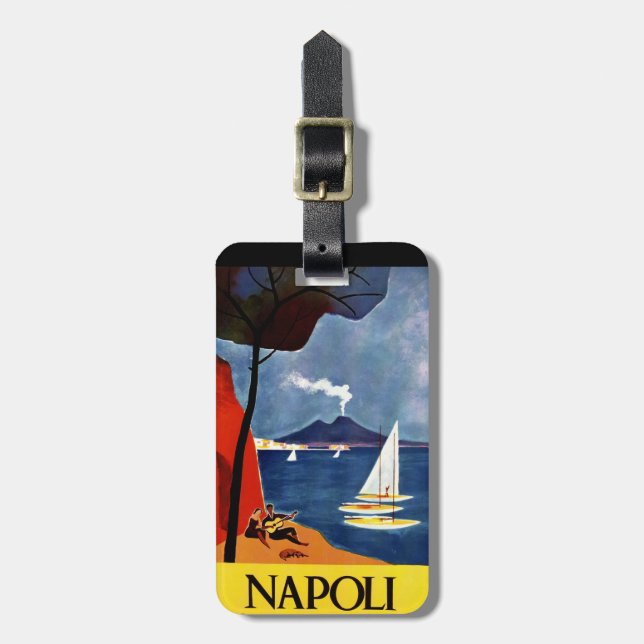 Étiquette À Bagage Affiche vintage de voyage de l'Italie Naples (Devant Vertical)