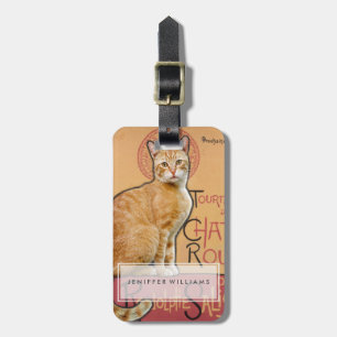 Étiquette À Bagage Affiche Vintage Française de Style Chat Orange