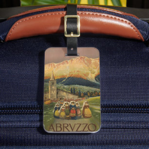 Étiquette À Bagage Affiche Vintage voyage Pour Les Abruzzes, Italie.