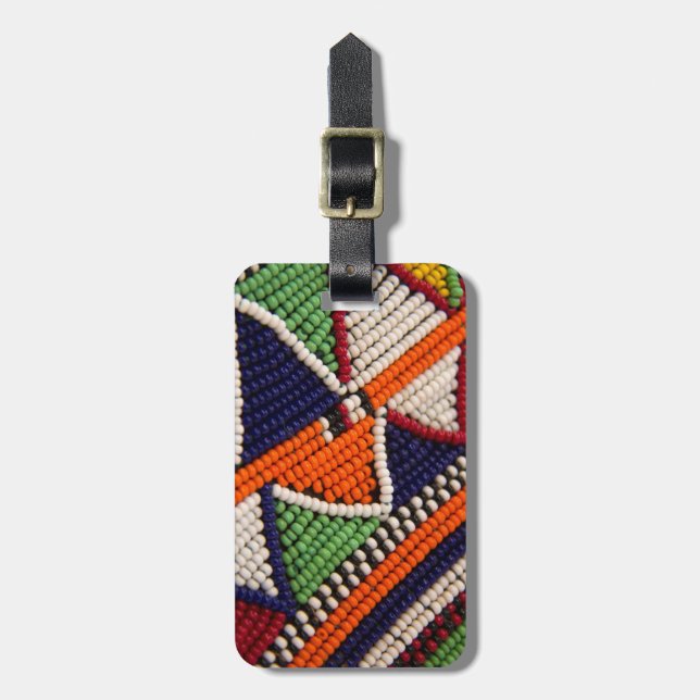 Étiquette À Bagage Afrique, Kenya. Les perles tribales des Masaï (Devant Vertical)
