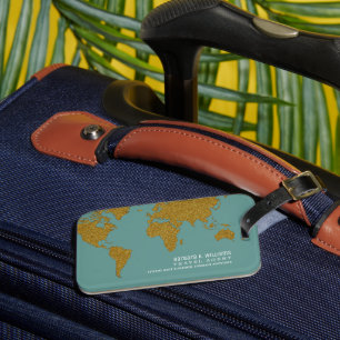 Étiquette À Bagage Agent de voyage Moderne bleu-turquoise-poussiéreux