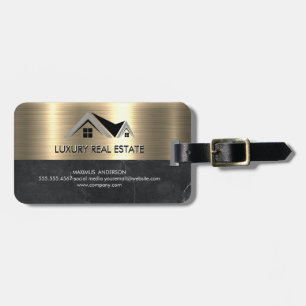 Étiquette À Bagage Agent immobilier   Metallic Gold Marble Business