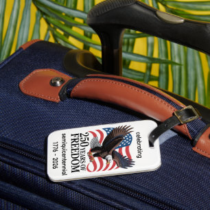 Étiquette À Bagage Aigle à tête blanche avec drapeau américain 250 an