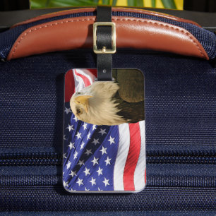 Étiquette À Bagage Aigle et drapeau américains