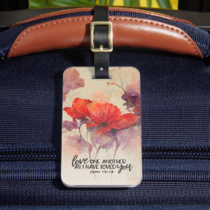 Étiquette À Bagage Aimez-Vous Une Autre Bible Verse Rouge Violet Flor