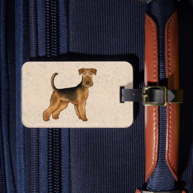 Étiquette À Bagage Airedale Terrier Dessin Chien Avec Texte Personnal (Insitu Rectoal 4)
