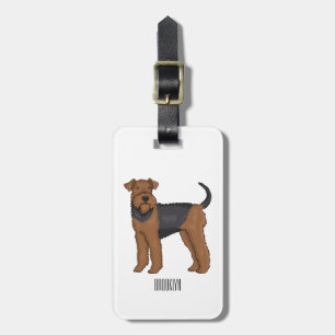 Étiquette À Bagage Airedale terrier dog cartoon