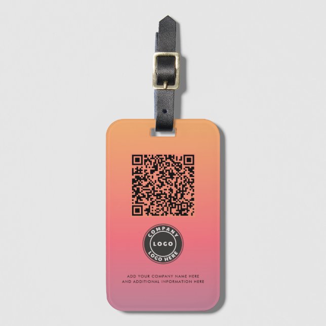 Étiquette À Bagage Ajouter le logo rose Ombre QR Code Business (Devant Vertical)