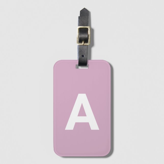 Étiquette À Bagage Ajouter le monogramme initial Personnalisé rose si (Devant Vertical)