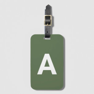 Étiquette À Bagage Ajouter le monogramme initial vert olive personnal