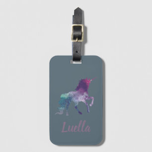 Étiquette À Bagage Ajouter le nom personnalisé Purple Unicorn étiquet