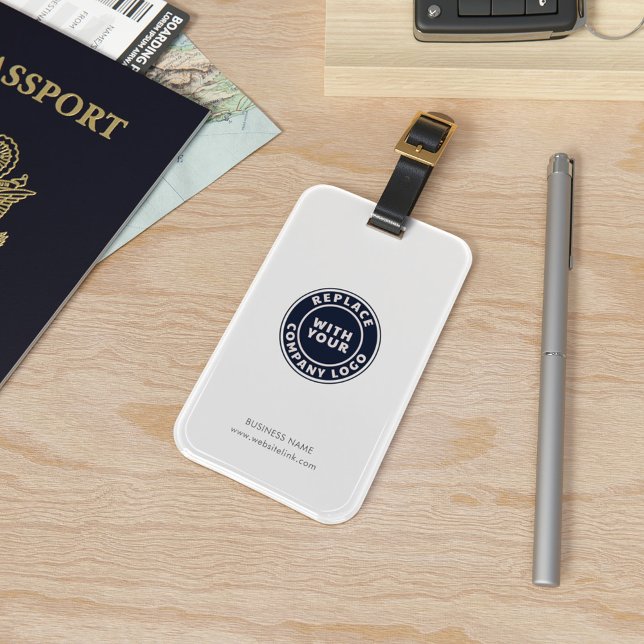 Étiquette À Bagage Ajouter un logo d'entreprise Employés de l'entrepr (Business Logo White Employees Swag Luggage Tag)
