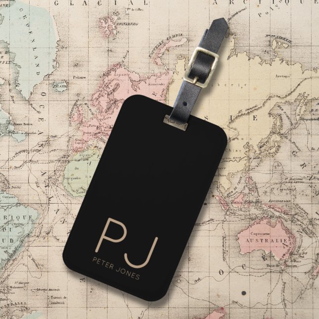 Étiquette À Bagage Ajouter un monogramme initial personnalisé simple (Add initial Monogram Personalized Simple Luggage Tag)