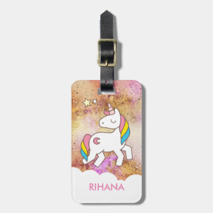 Étiquette À Bagage Ajouter Votre Nom Cute Magique Unicorn Personnalis