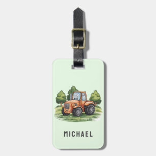 Étiquette À Bagage Ajouter Votre Nom Green Tractor Farm Aquarelle