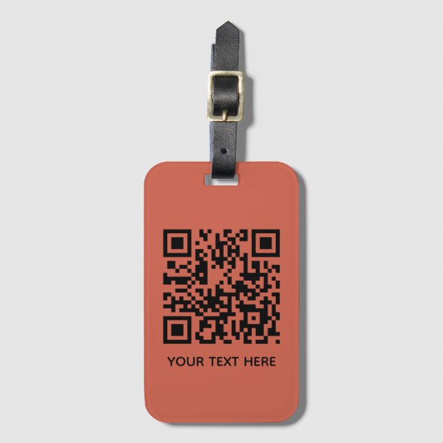 Étiquette À Bagage Ajouter votre propre code QR texte Scan Minimal Te (Devant Vertical)