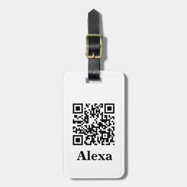 Étiquette À Bagage Ajouter votre propre QR Code Scan Minimal Simple L (Devant Vertical)