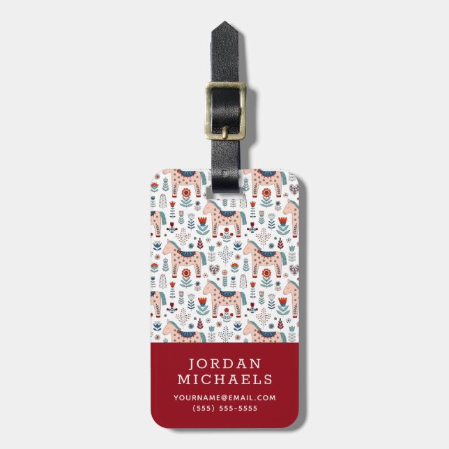 Étiquette À Bagage Ajoutez votre art populaire | scandinave nommé de (Devant Vertical)