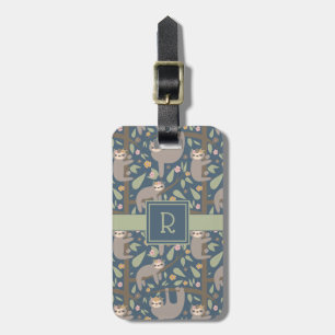 Étiquette À Bagage Ajoutez votre motif floral mignon initial de