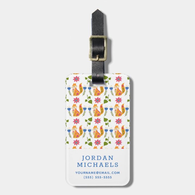 Étiquette À Bagage Ajoutez votre motif floral rusé assez en pastel (Devant Vertical)