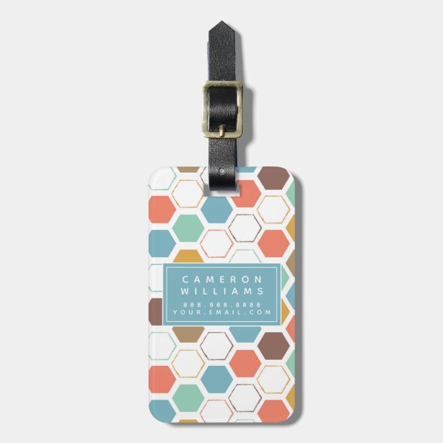 Étiquette À Bagage Ajoutez votre motif nommé de module de ruche (Devant Vertical)