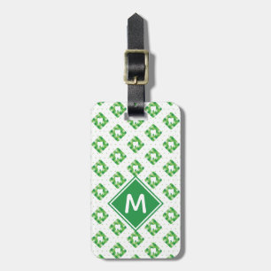 Étiquette À Bagage Ajoutez votre motif   vert nommé de dent de plaid