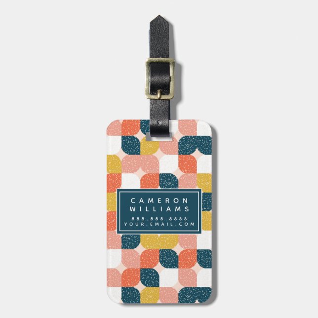 Étiquette À Bagage Ajoutez votre rétro motif géométrique de Bauhaus (Devant Vertical)