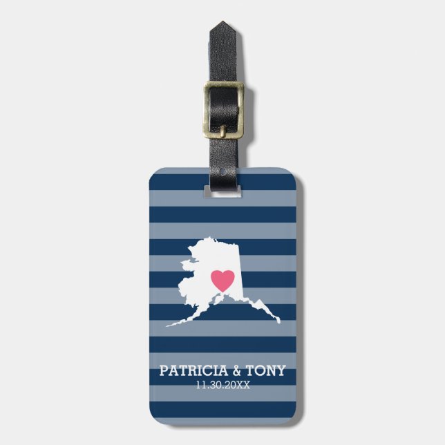 Étiquette À Bagage Alaska Accueil État Amour avec coeur personnalisé (Devant Vertical)
