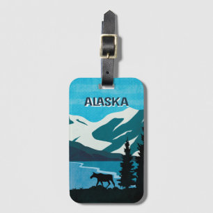 Étiquette À Bagage Alaska Croisière Vacances Glacier Mountain Moose